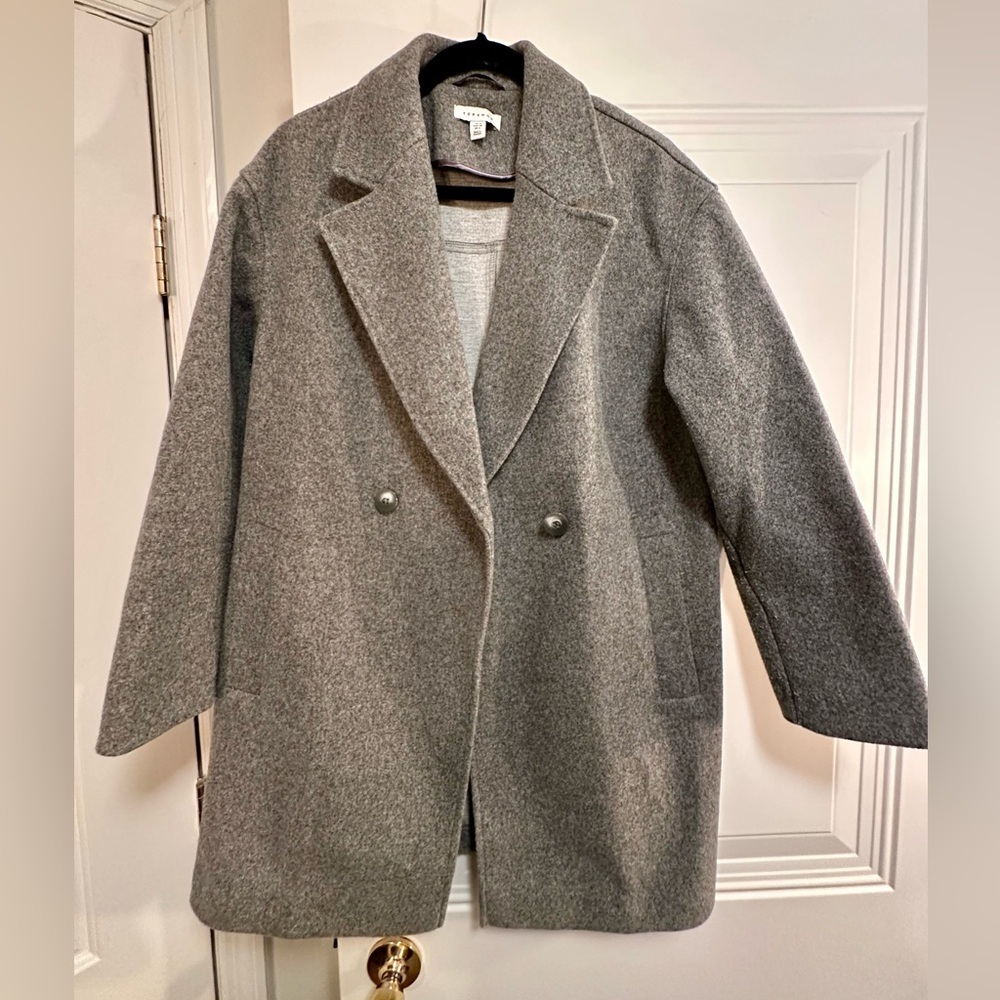 Topshop Riley Long Coat in Grey Marl - Picture 6 of 11